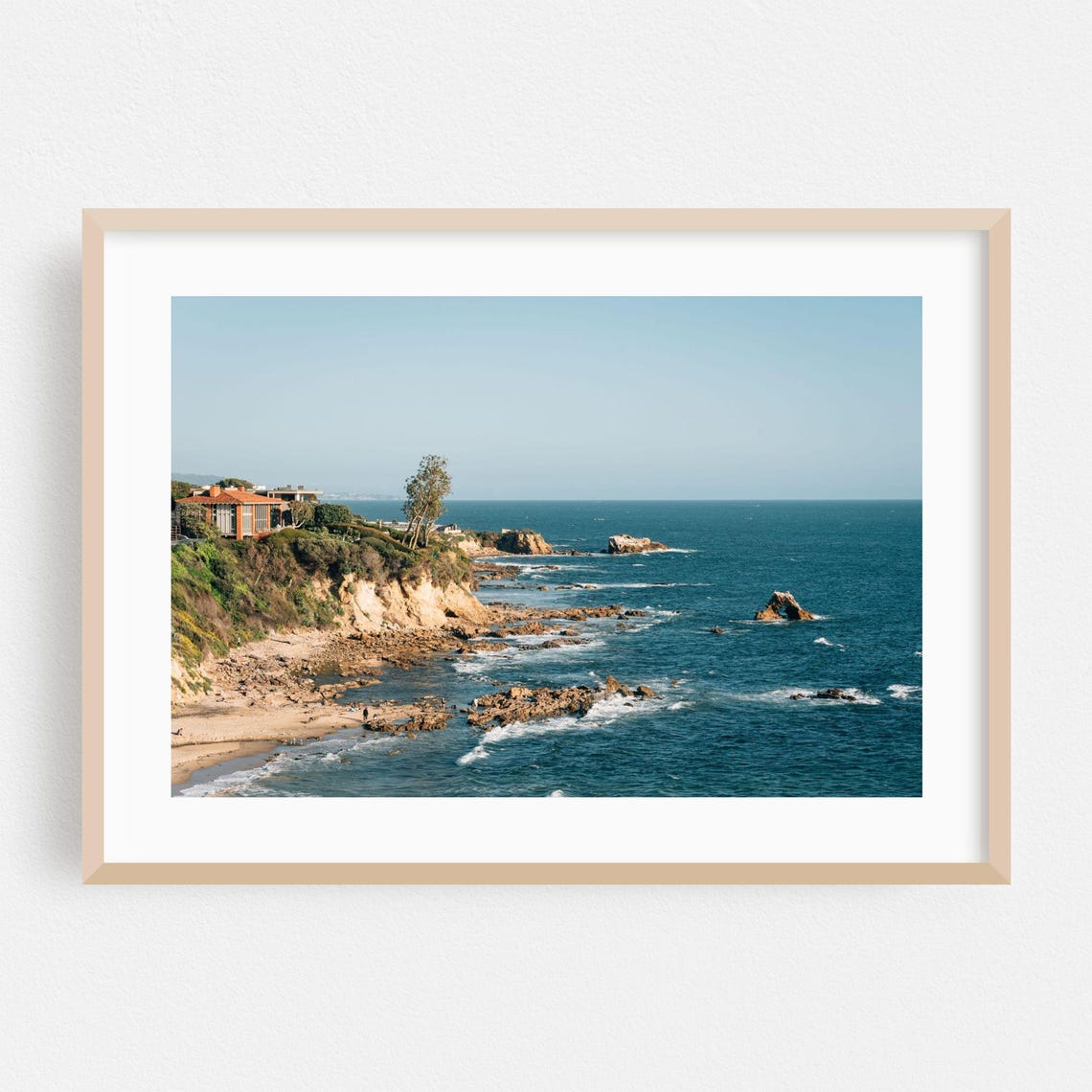 Newport Beach Rocky Cliffs Blue Ocean Seascape Photography Art Poster