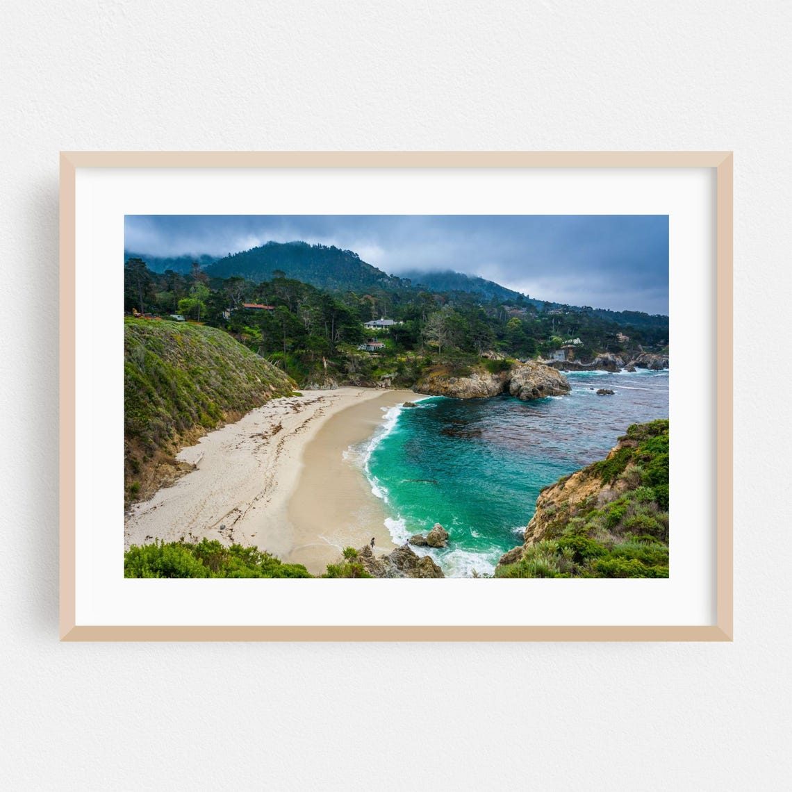 Big Sur Rocky Cove Photo Turquoise Waves White Sand Beach Wall Art