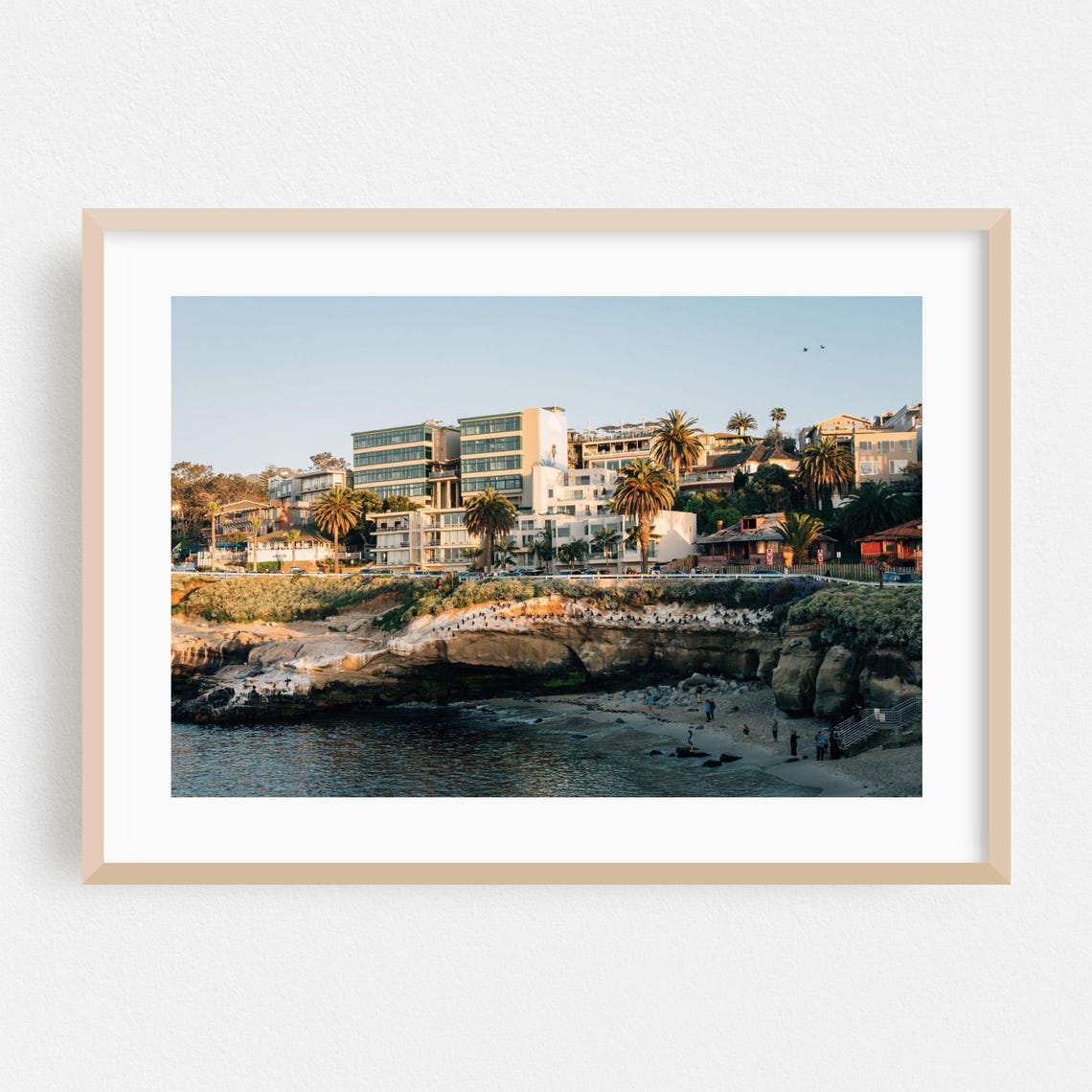 Sunny La Jolla Cove Cliffs Palm Trees Coastal Hotels Ocean Poster