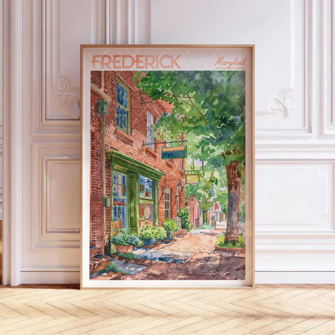 Frederick Watercolor Art Print, Maryland Travel Poster