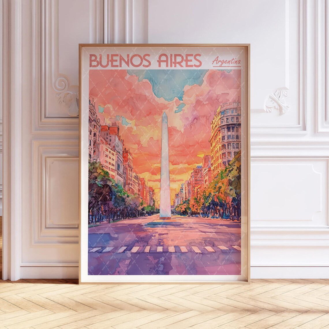 Buenos Aires Watercolor Poster, Argentina Travel Poster