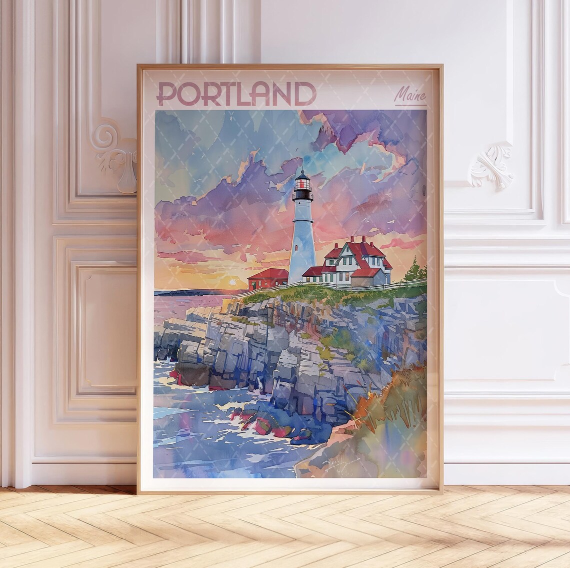 Portland Maine Travel Poster, World Cities Wall Art