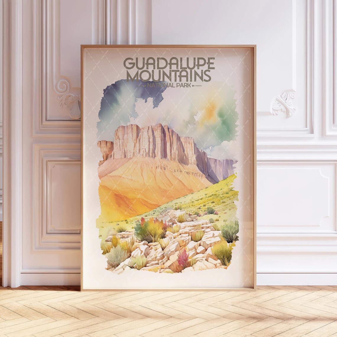 Guadalupe Mountains National Park Watercolor Travel Poster