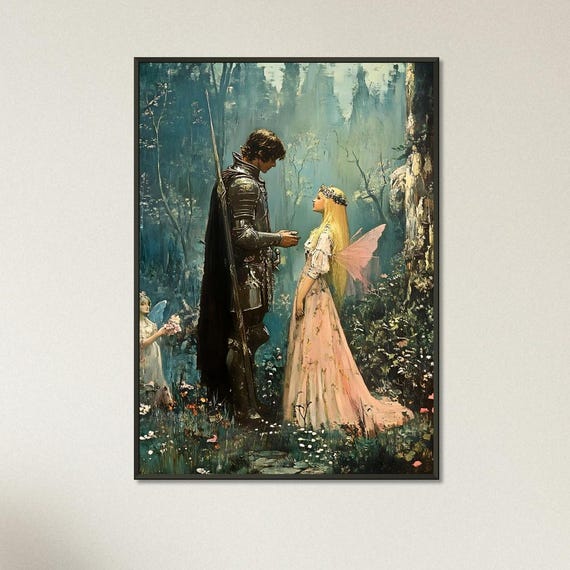 Dark Academia Knight Princess Metal Framed Wall Art