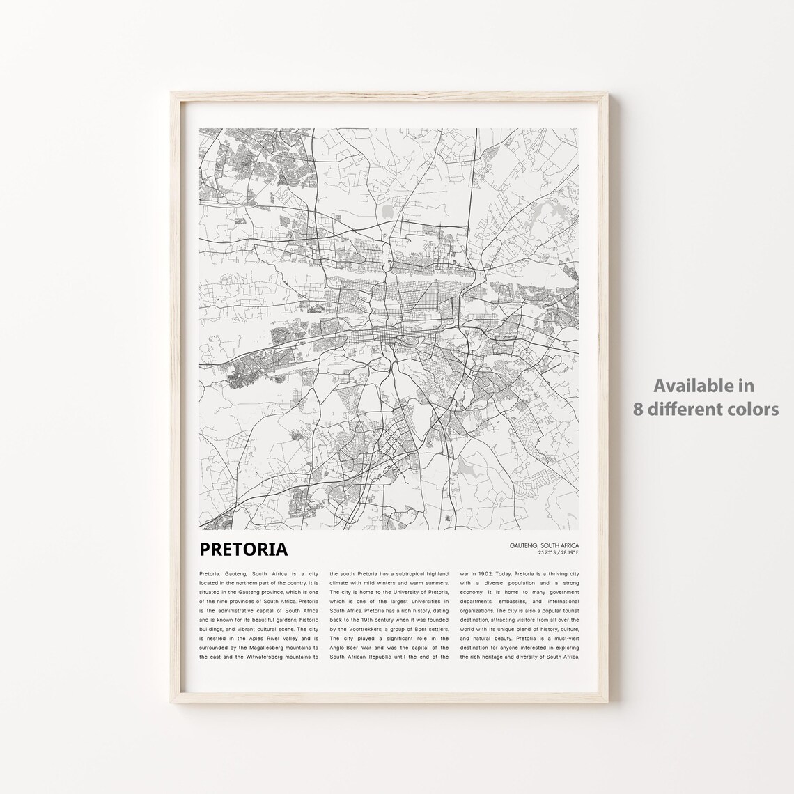 Pretoria Gauteng South Africa Minimalist City Map Art Poster
