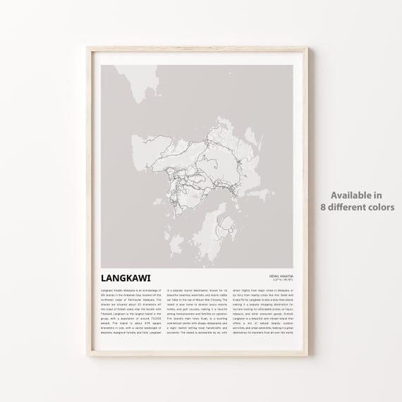 Langkawi Malaysia Minimalist Tropical Island Map Travel Poster