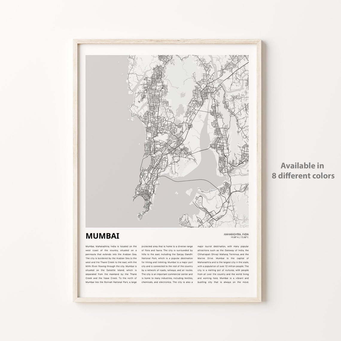 Mumbai Maharashtra India City Street Map Minimalist Travel Poster