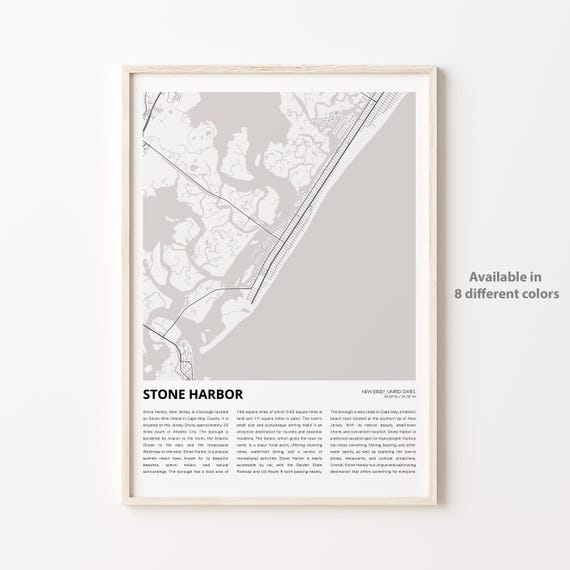 Stone Harbor Map Print, New Jersey Travel Poster