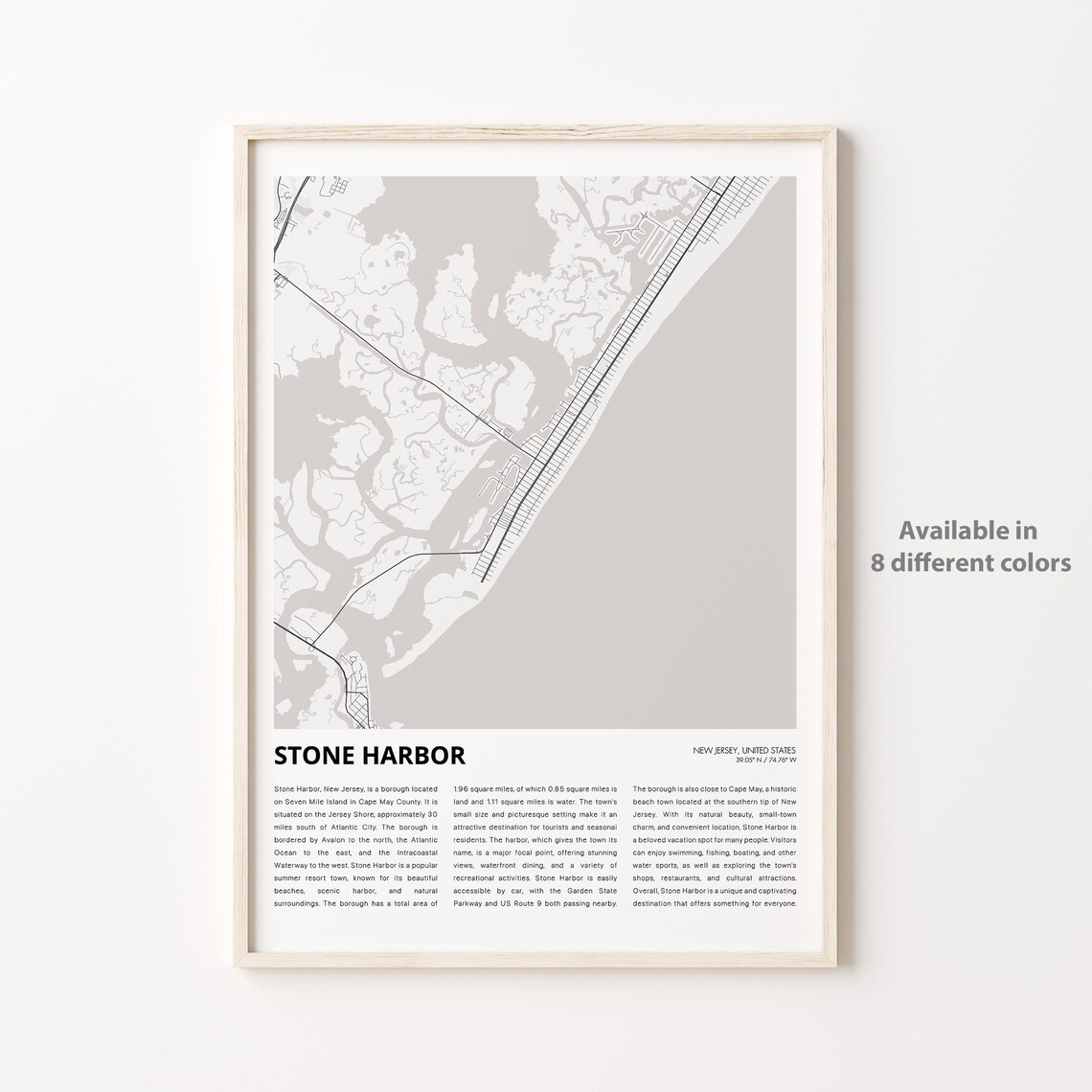 Stone Harbor Map Print, New Jersey Travel Poster