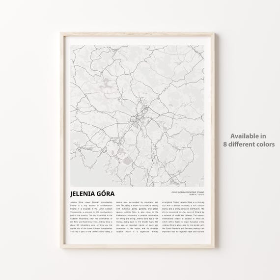 Jelenia Gra Map Print Travel Wall Decor Art Lower Silesian Voivodeship Housewarming Gift