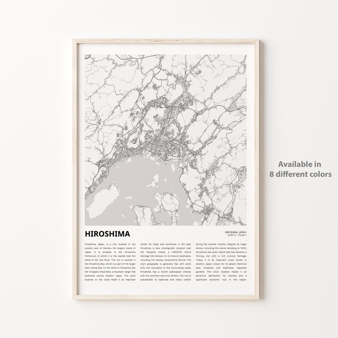 Hiroshima Map Print Travel Wall Decor Art Housewarming Gift