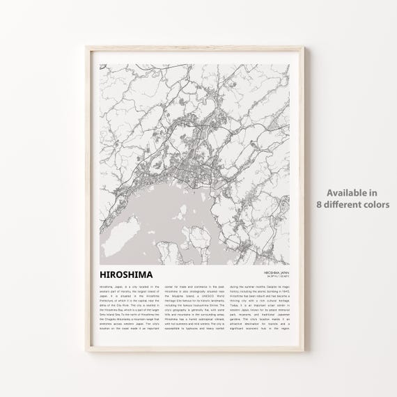 Hiroshima Map Print Travel Wall Decor Art Housewarming Gift