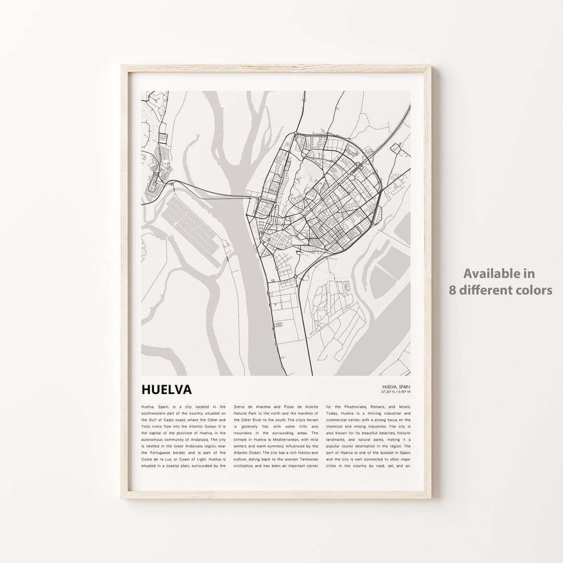 Huelva Spain Minimalist City Street Map Modern Wall Decor Poster