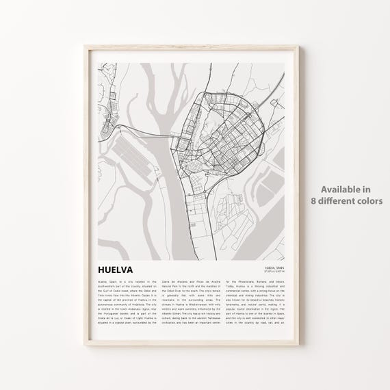 Huelva Map Print Travel Wall Decor Art Housewarming Gift
