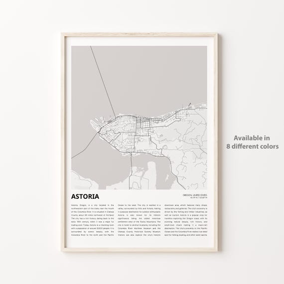 Astoria Map Print Travel Wall Decor Art Oregon Housewarming Gift Personalized Poster