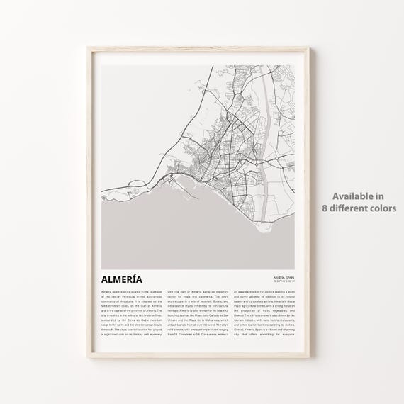 Almera Map Print Travel Wall Decor Art Housewarming Gift Personalized Poster
