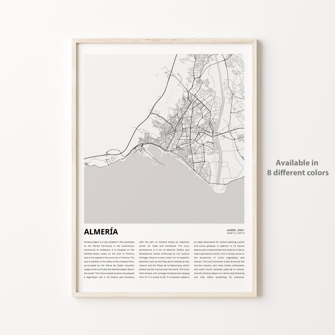 Almera Map Print Travel Wall Decor Art Housewarming Gift Personalized Poster