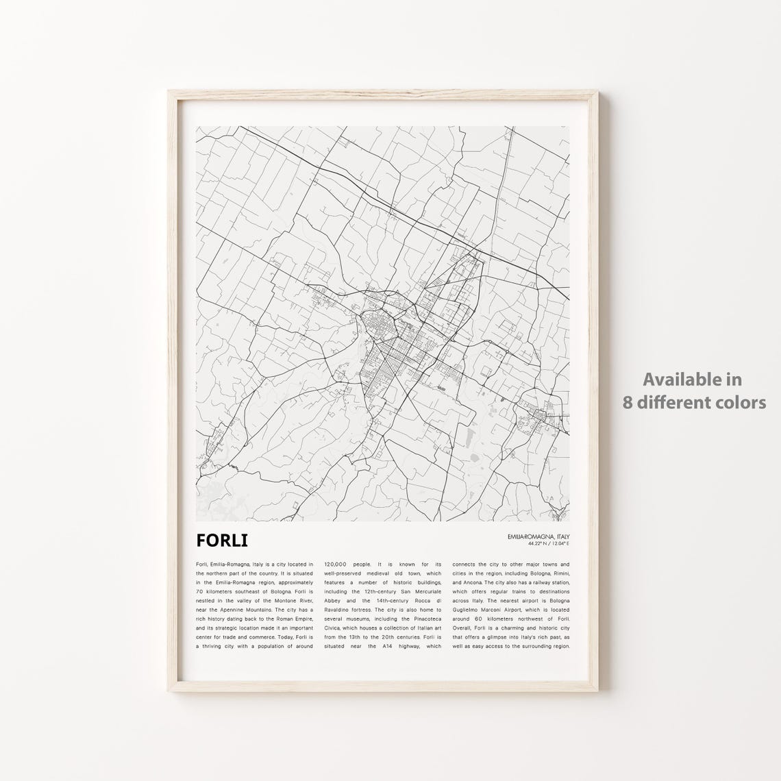 Forli Map Print Travel Wall Decor Art Emiliaromagna Housewarming Gift