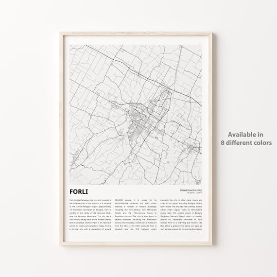 Forli Map Print Travel Wall Decor Art Emiliaromagna Housewarming Gift