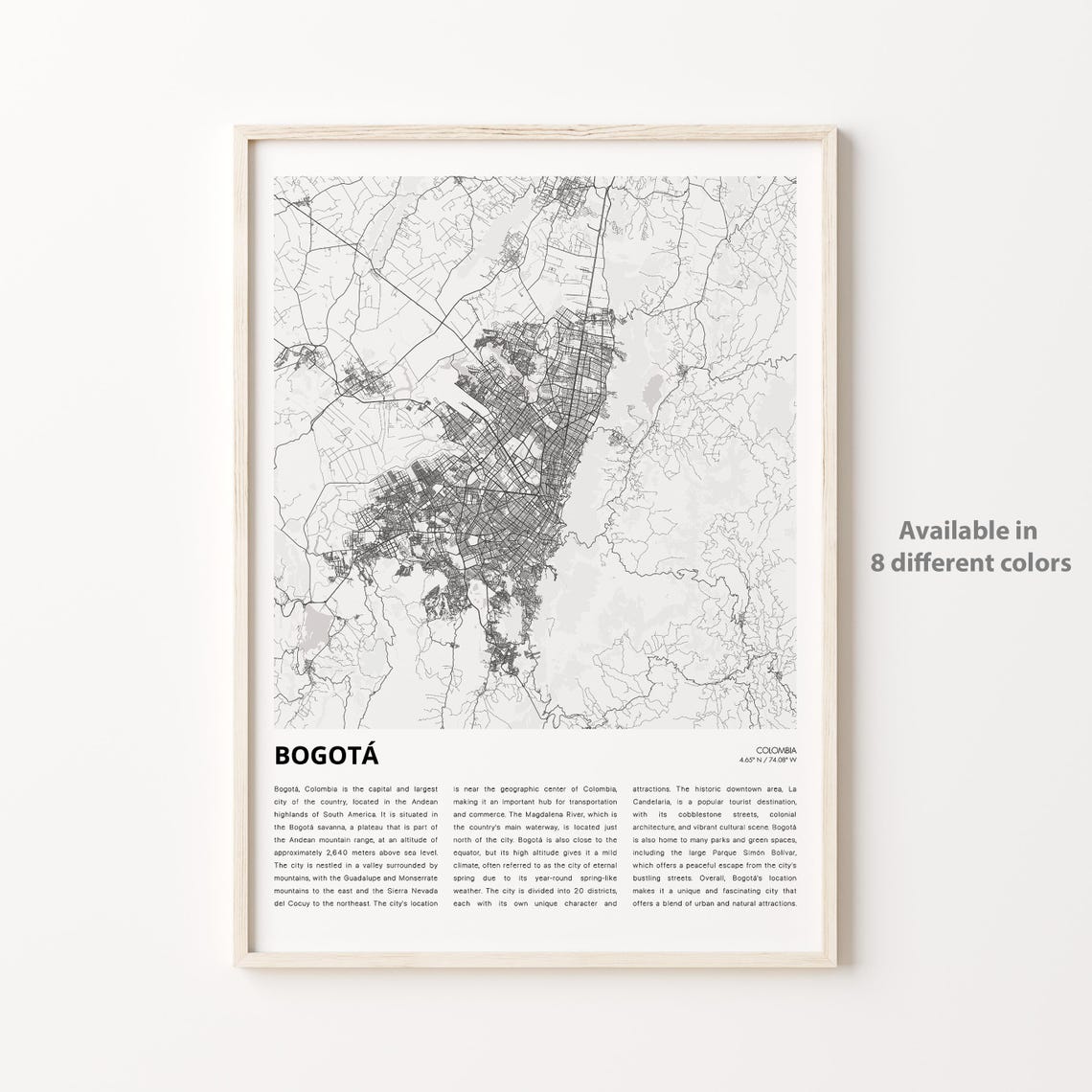 Bogot Map Print Travel Wall Decor Art Housewarming Gift