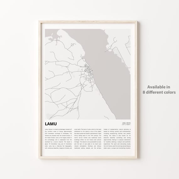 Lamu Map Print Travel Wall Decor Art Housewarming Gift