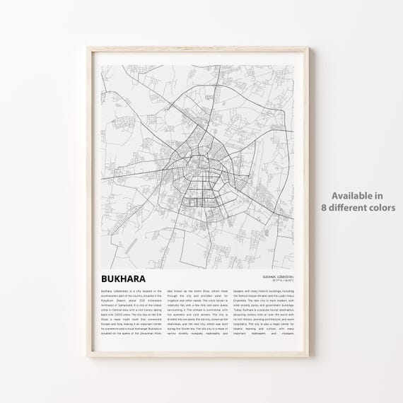 Bukhara Map Print Travel Wall Decor Art Housewarming Gift