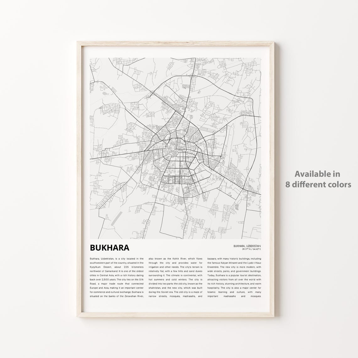 Bukhara Map Print Travel Wall Decor Art Housewarming Gift