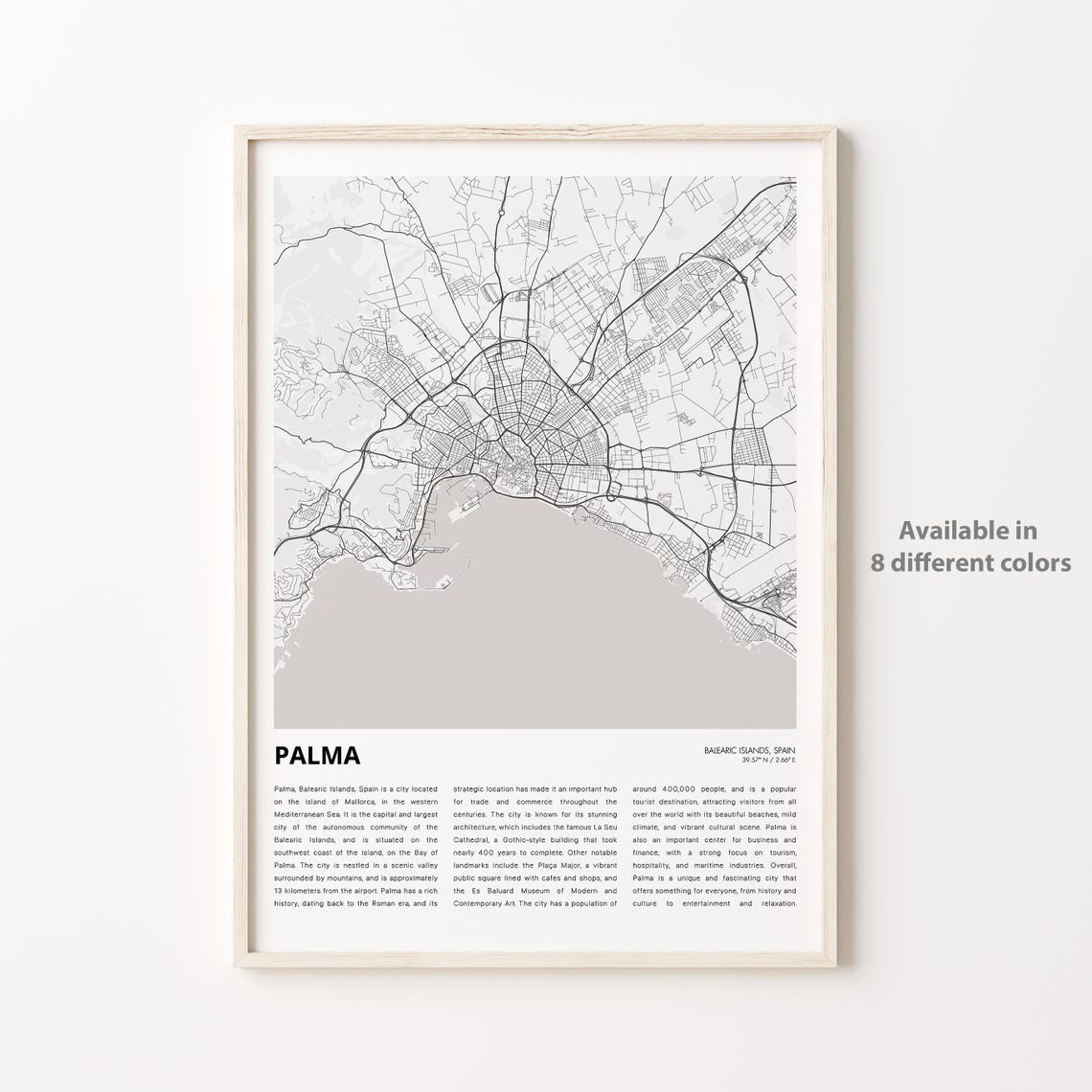 Palma Balearic Islands Spain City Map History Text Decor Poster