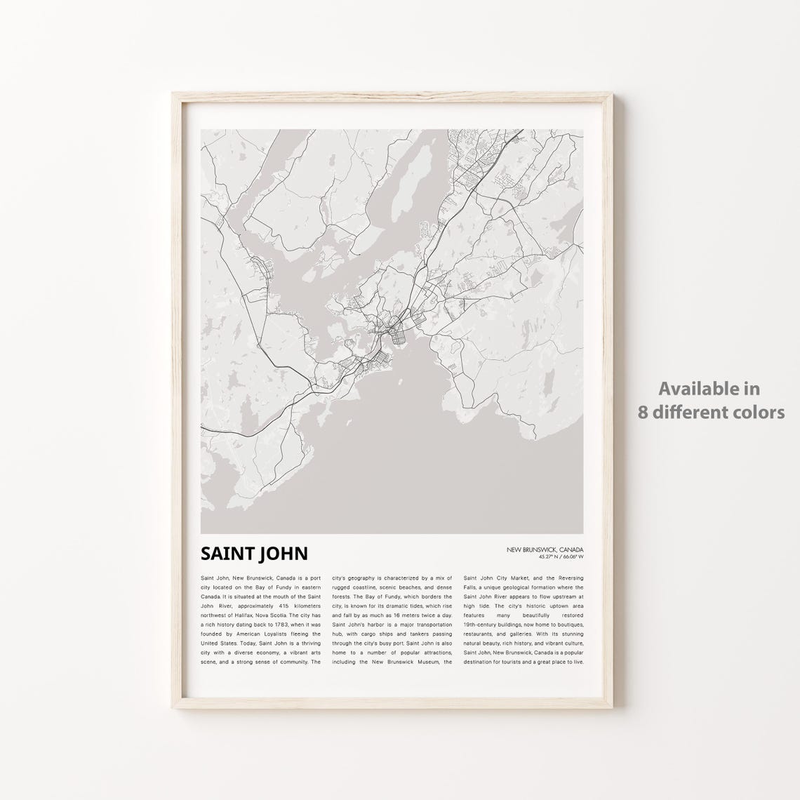 Saint John New Brunswick Canada Minimalist City Map Decor Poster