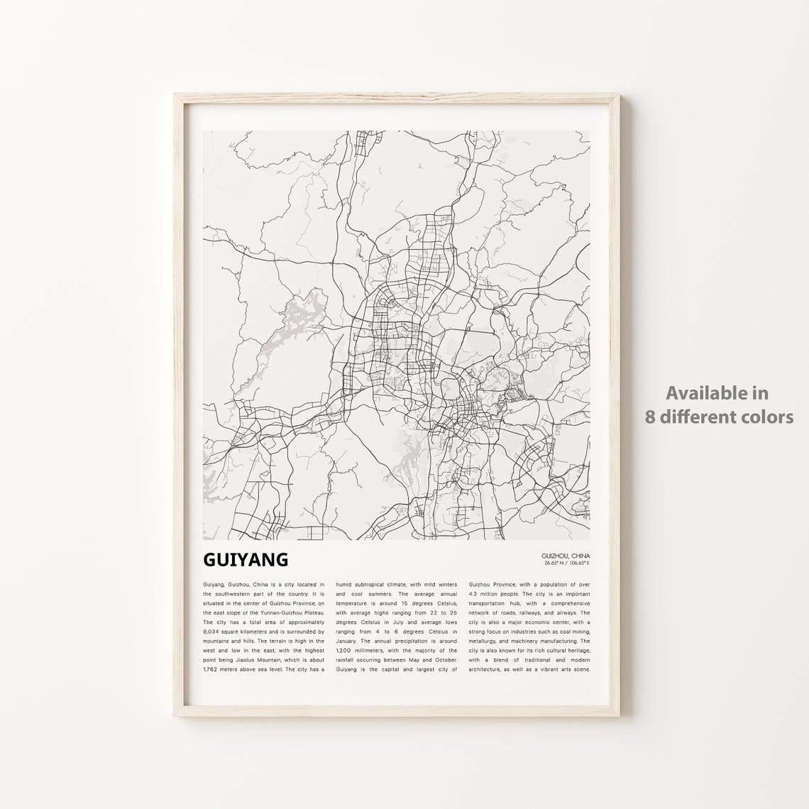 Guiyang Map Print Travel Wall Decor Art Guizhou Housewarming Gift