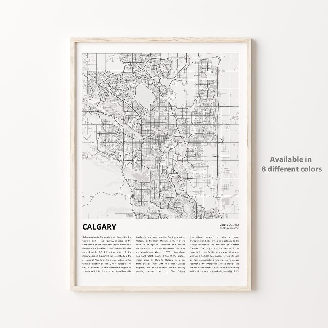 Calgary Map Print Travel Wall Decor Art Alberta Housewarming Gift