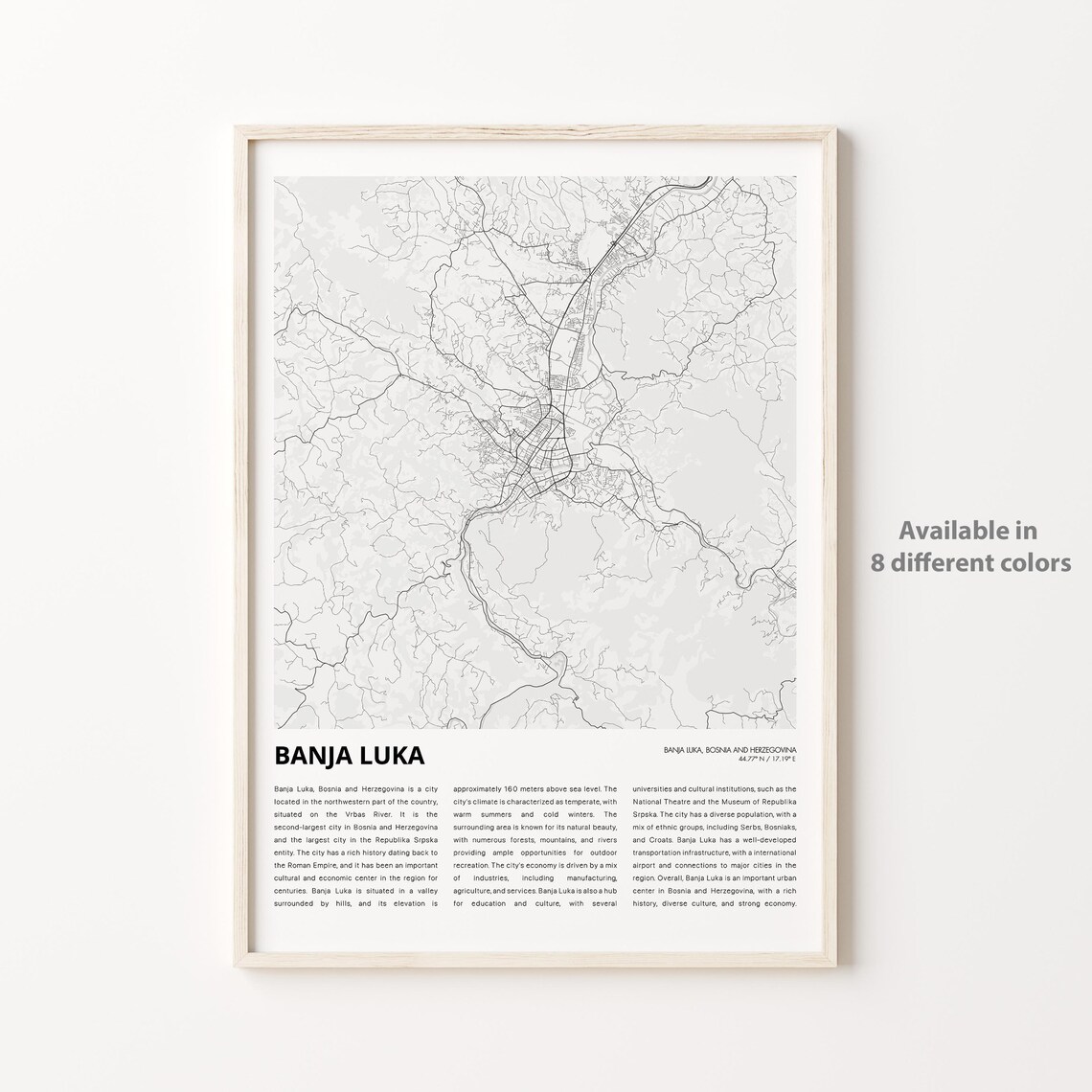 Banja Luka Bosnia and Herzegovina City Map Travel Wall Poster