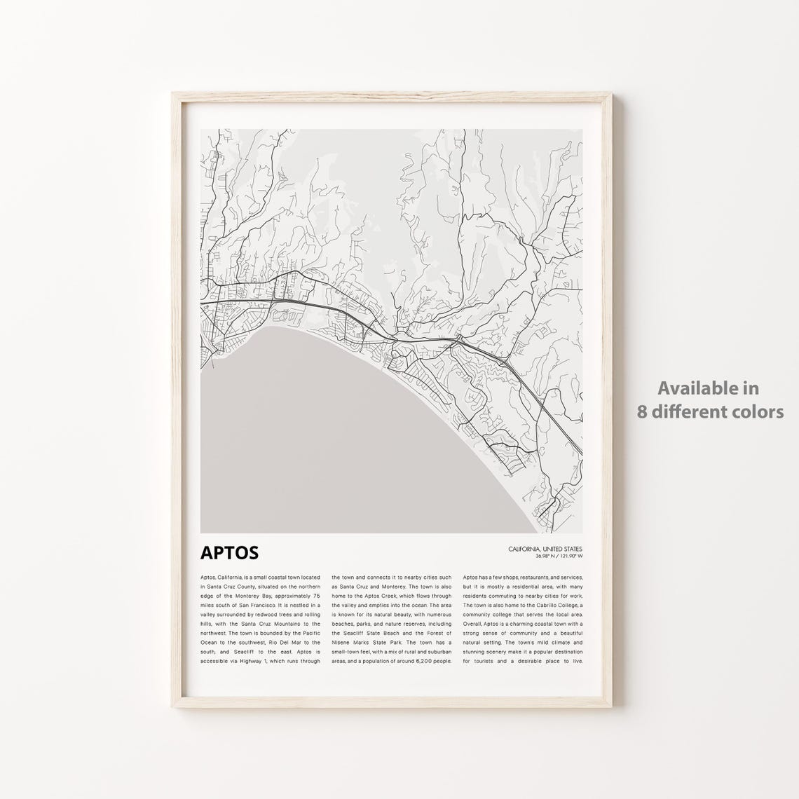 Aptos Map Print Travel Wall Decor Art Housewarming Gift