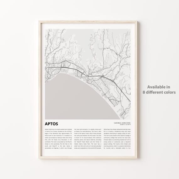Aptos Map Print Travel Wall Decor Art Housewarming Gift
