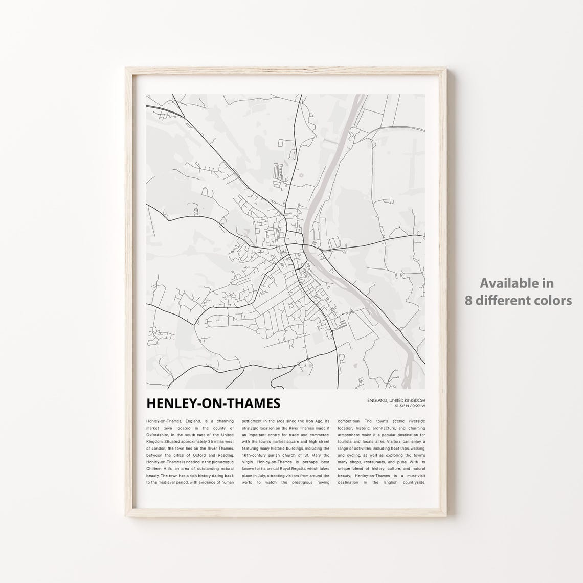 Henley-on-Thames England City Map Print Minimalist Wall Decor
