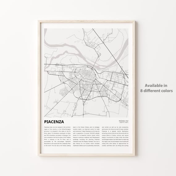 Piacenza Map Print Travel Wall Decor Art Housewarming Gift