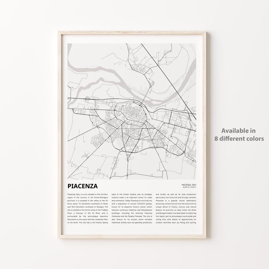 Piacenza Map Print Travel Wall Decor Art Housewarming Gift