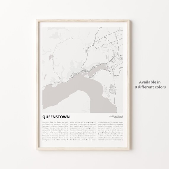Queenstown New Zealand City Map Minimalist Travel Wall Poster