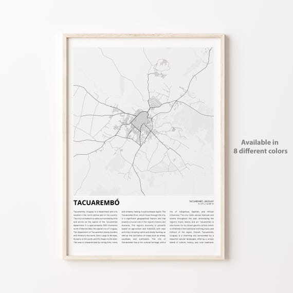 Tacuarembo Uruguay Minimalist City Map Travel Poster Modern Wall Decor