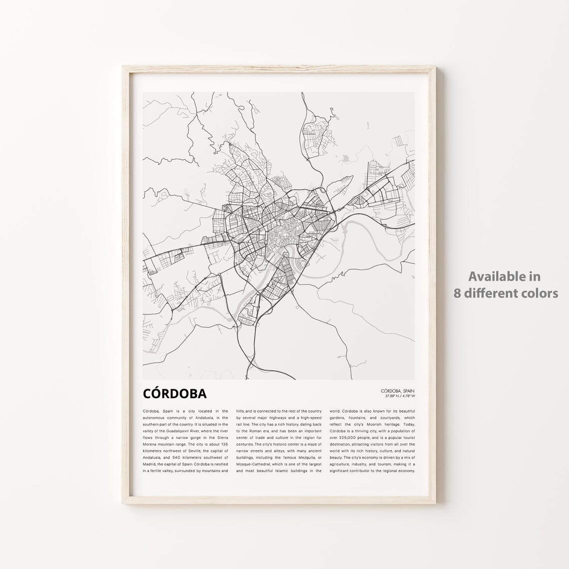 Crdoba Map Print Travel Wall Decor Art Housewarming Gift
