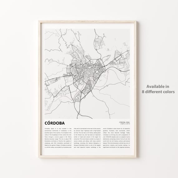 Crdoba Map Print Travel Wall Decor Art Housewarming Gift