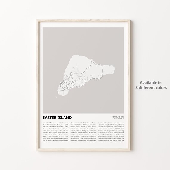 Easter Island Chile Minimalist Island Map Vintage Travel Poster