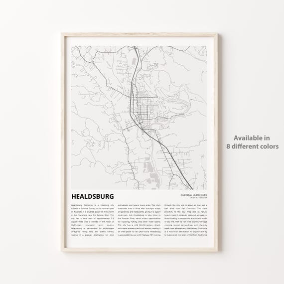 Healdsburg Map Print Travel Wall Decor Art Housewarming Gift