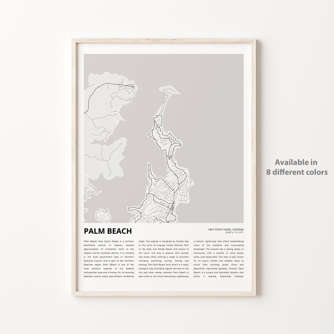 Palm Beach Sydney Coastal Minimalist New South Wales Map Poster