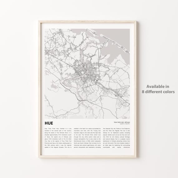 Hue Map Print Travel Wall Decor Art Thua Thien Housewarming Gift