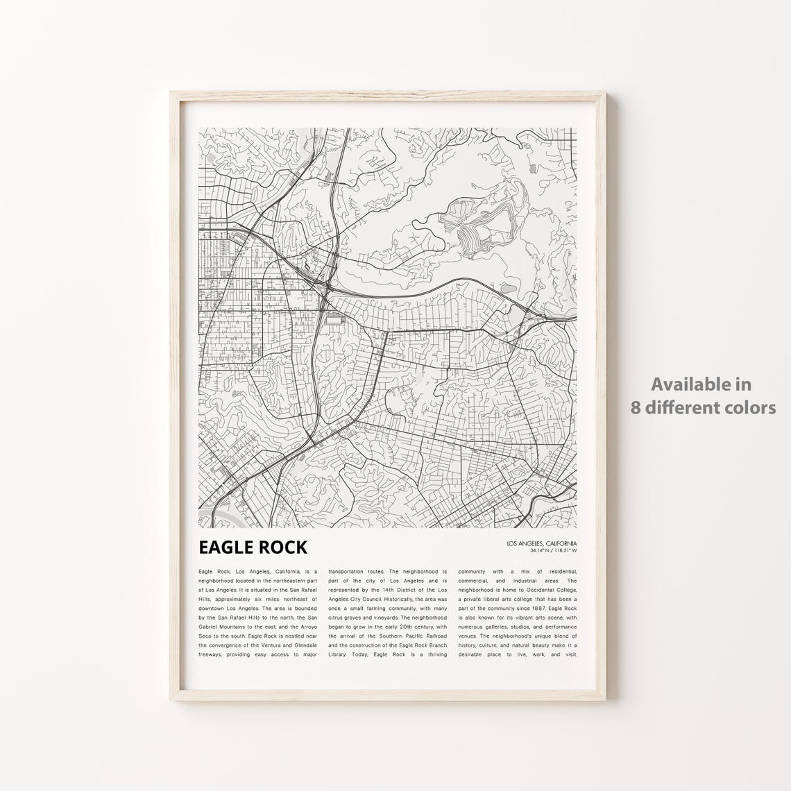 Eagle Rock Los Angeles California Minimal Map Poster Neighborhood