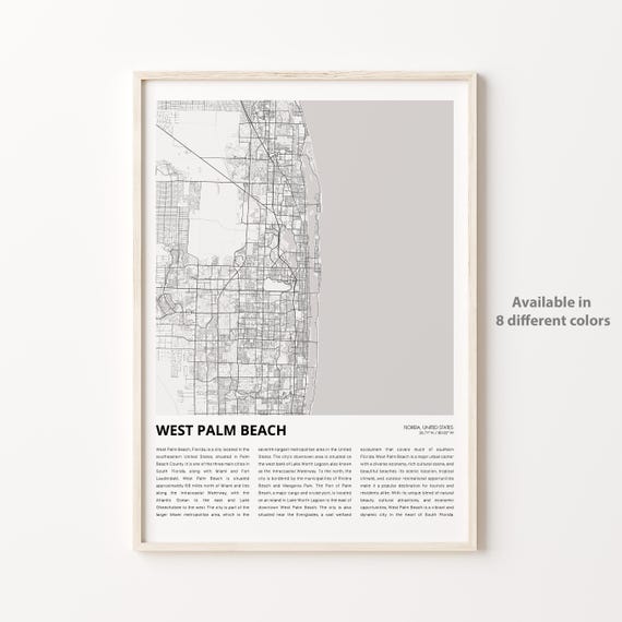 West Palm Beach Minimalist City Map Wall Decor Florida Poster