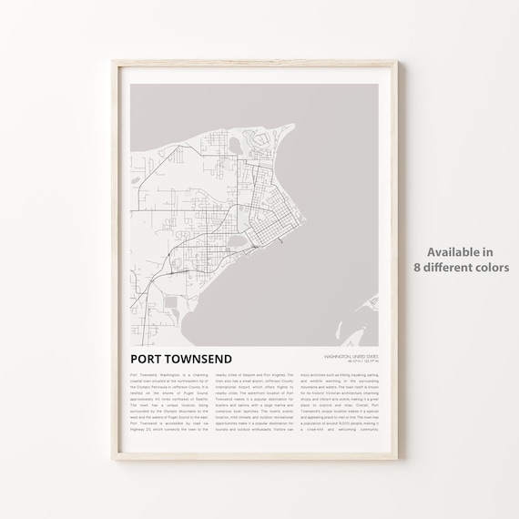 Port Townsend Washington Detailed City Map Street Plan Poster