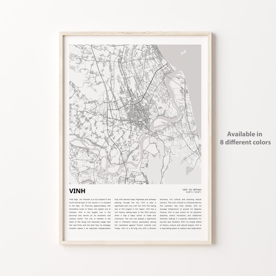 Vinh Nghe An Vietnam City Street Map Minimalist Travel Art Poster