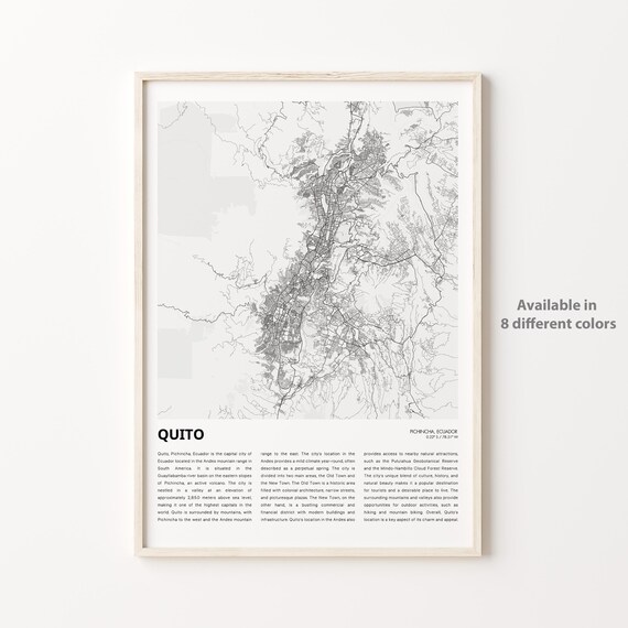 Quito Ecuador Capital Andes Minimalist City Map Street Grid Poster